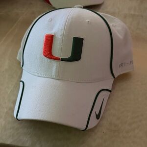 Nike Miami Hurricanes U Legacy91 Dri-Fit White Baseball Cap with Orange & Green